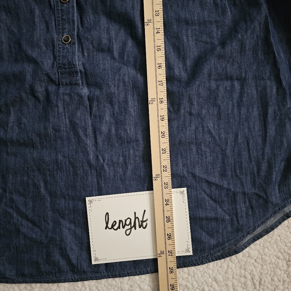 Talbots Denim Shirt Womens 3x Blouse Tunic Five Buttons 3/4 Sleeve - Picture 9 of 9